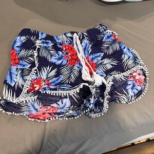 Floral Pom-Pom Trim Shorts